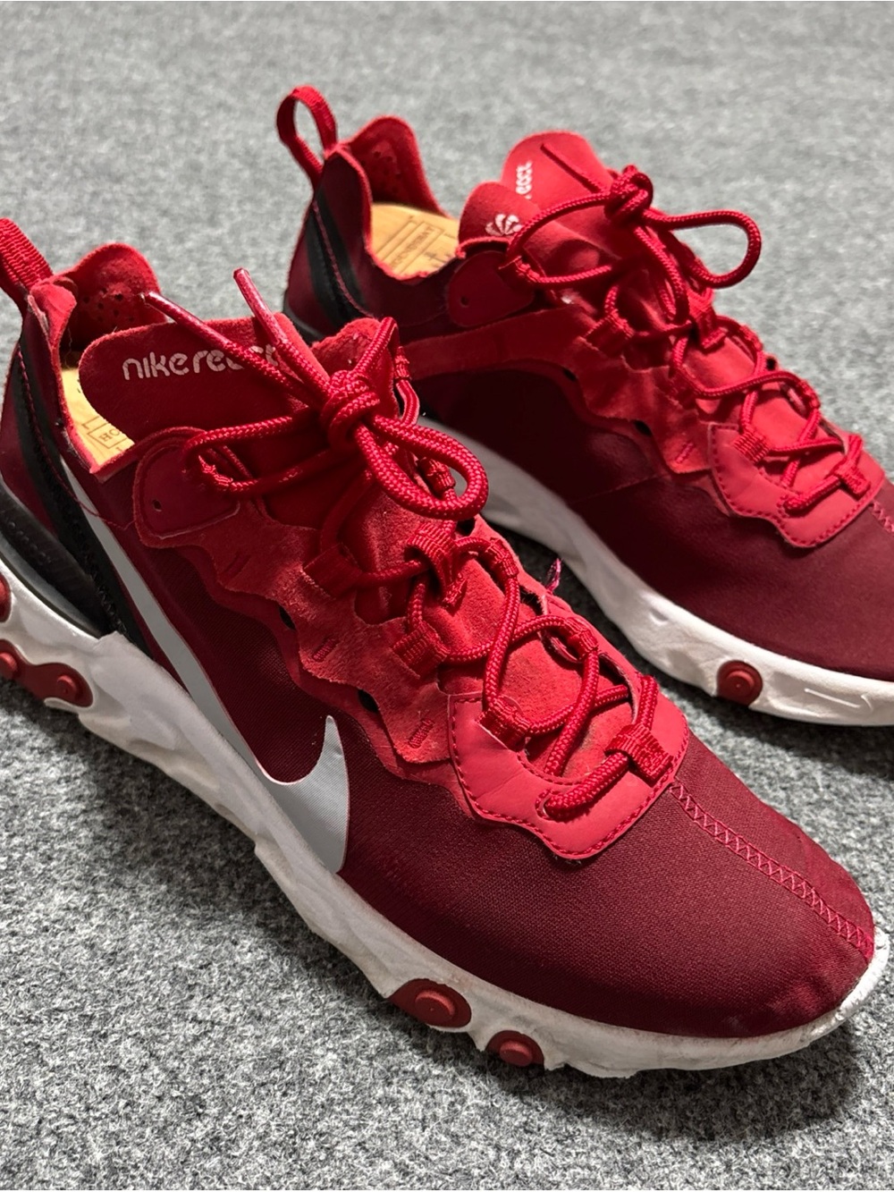 Size 9.5 - Nike React Element 55 ‘Team Red’ Red White 2018 Men Athletic Sneakers